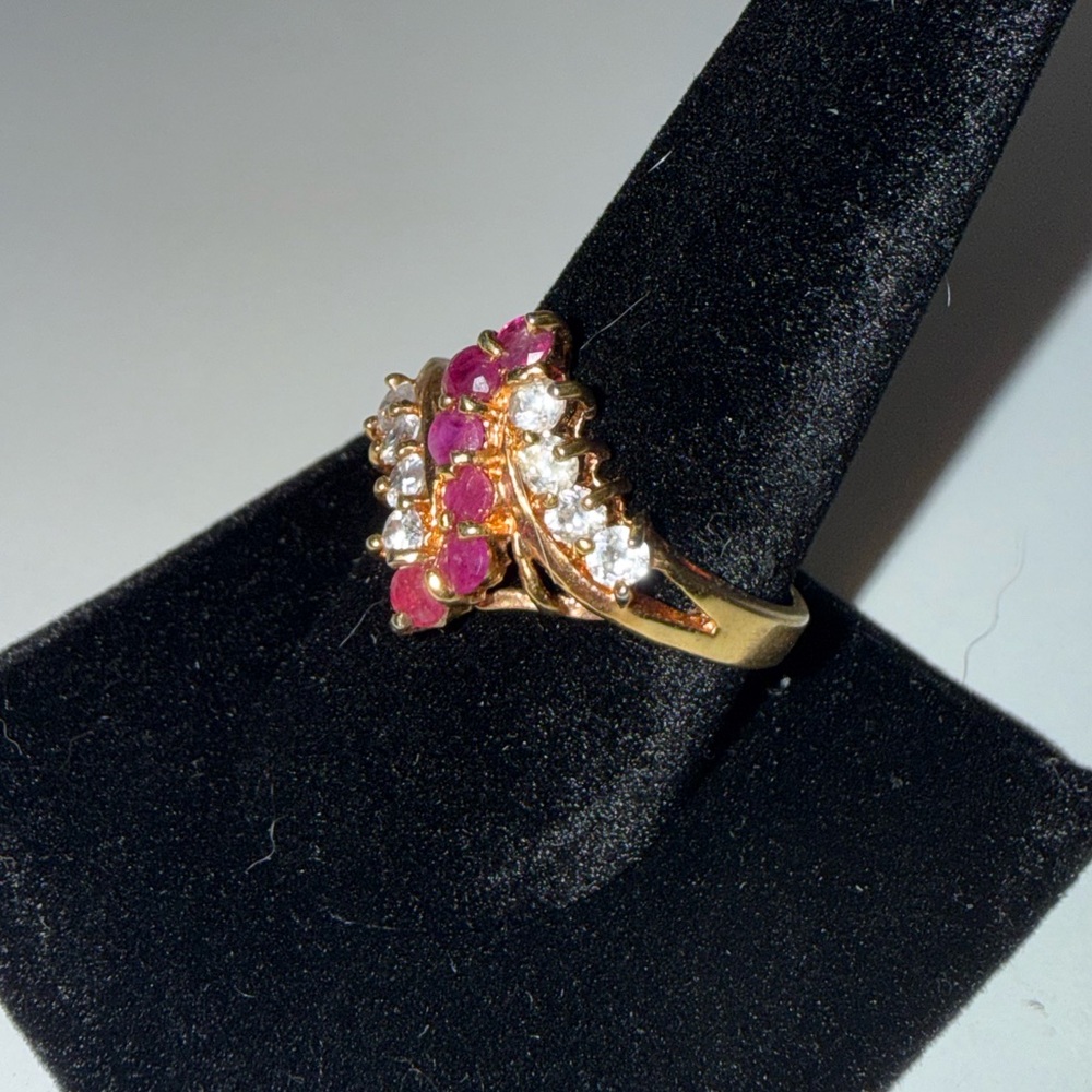Lab Ruby and diamond ring - Picture 3 of 4